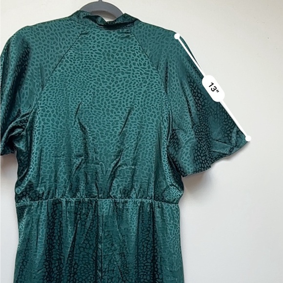 Julia Jordan Green Tie Neck Satin Midi Dress Size 14 - Picture 14 of 16